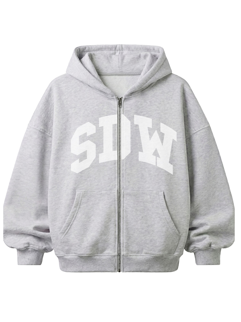 Худи-zip "SDW" в цвете серый меланж