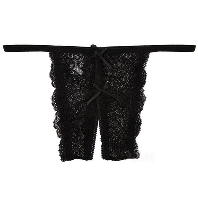 Кружевные женские трусики с доступом, чёрные 42-46