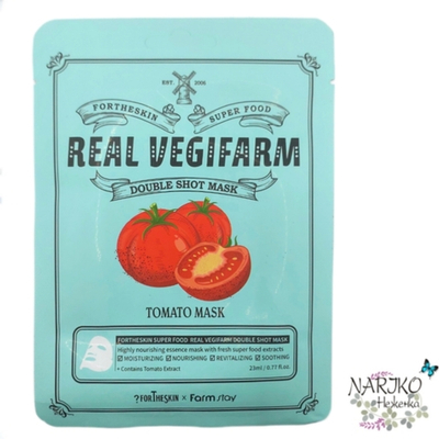 Тканевая маска для лица Томат FORTHESKIN SUPER FOOD REAL VEGIFARM DOUBLE SHOT MASK Tomato Mask, 23 мл.