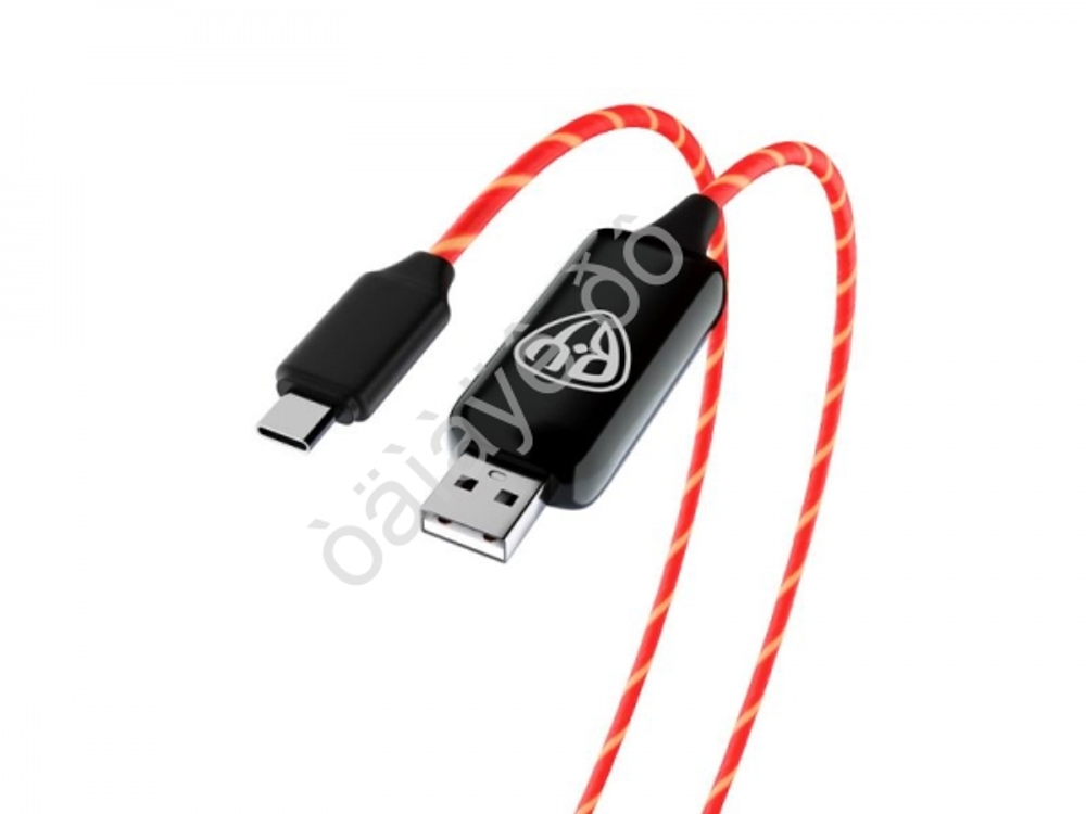 Шнур USB - Type-C  2,4Aм/1,0м LED подсветка ораженвая, Конек BY [HEROES] #931211