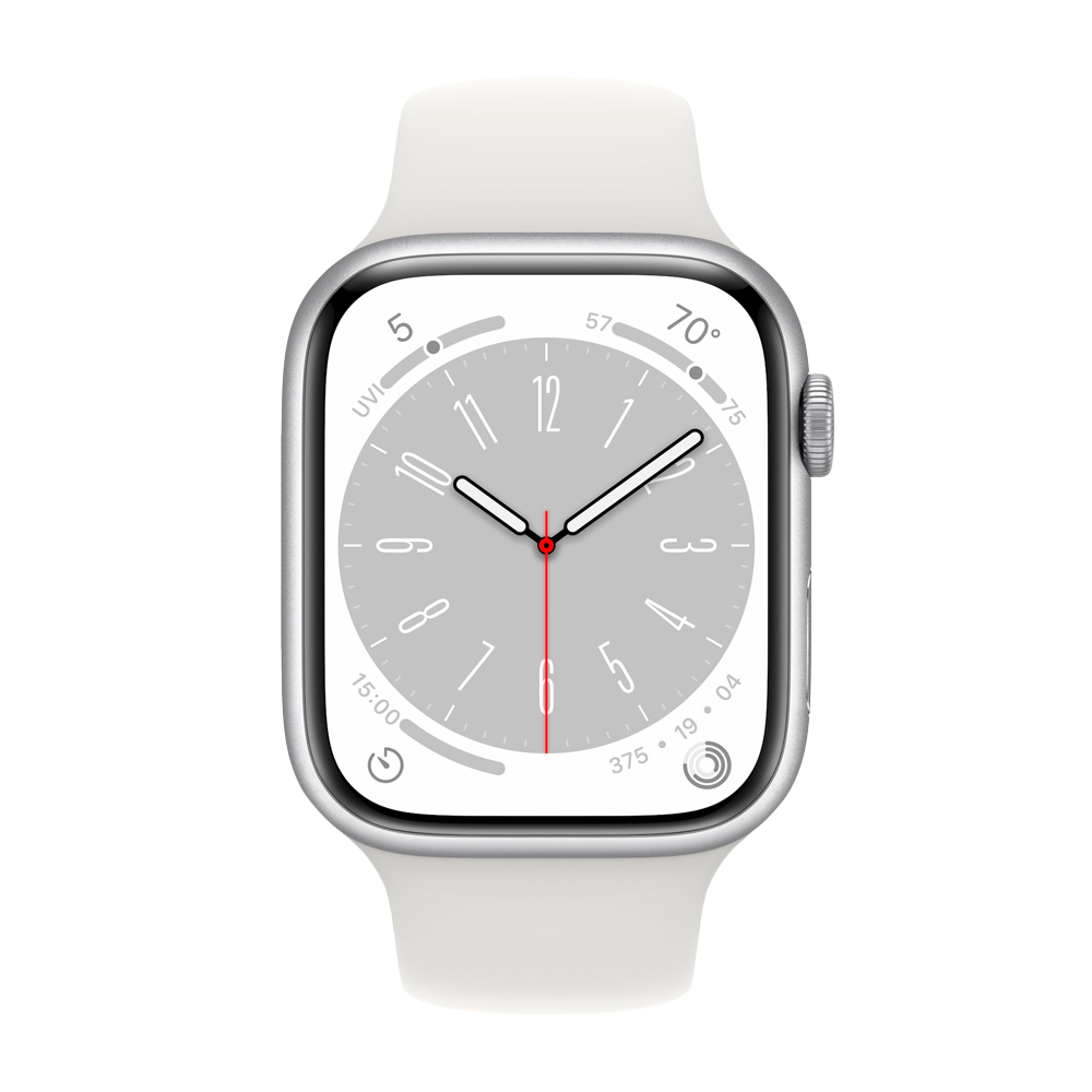 Умные часы Apple Watch Series 8 GPS, 45mm, Aluminium Case with Sport Band, Silver (Серебристый)