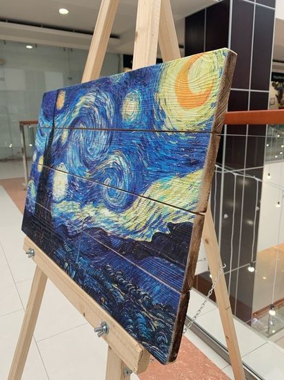 Картина на досках Звездная Ночь