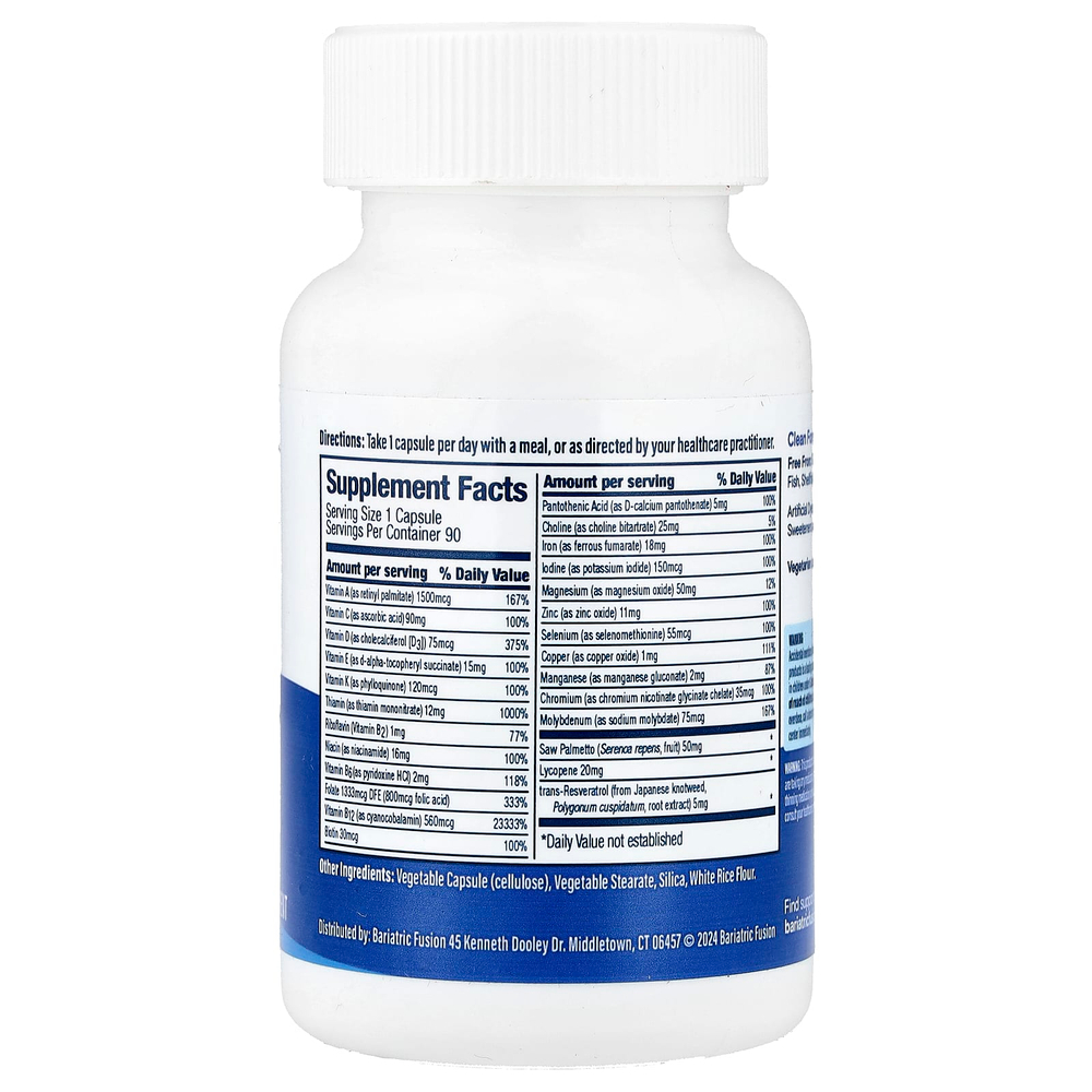 Bariatric Fusion, мультивитамины с железом для мужчин, 90 капсул