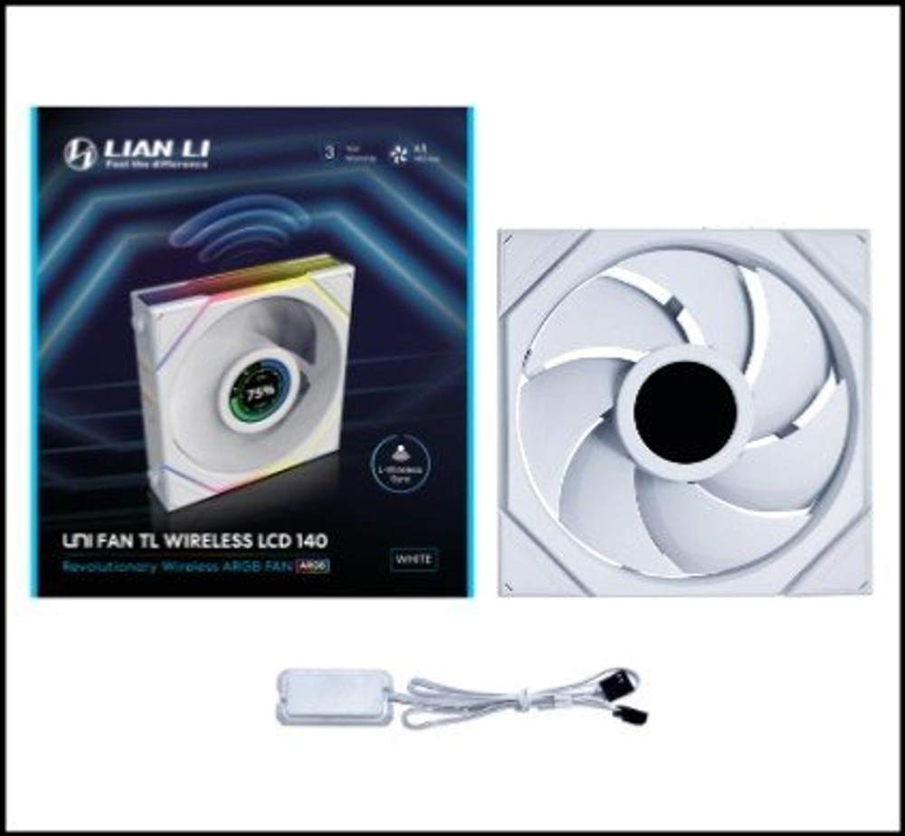 Вентилятор для корпуса Lian Li UNI FAN TL140 LCD Wireless 140mm RGB White G99.14TLLCD1W1W.00