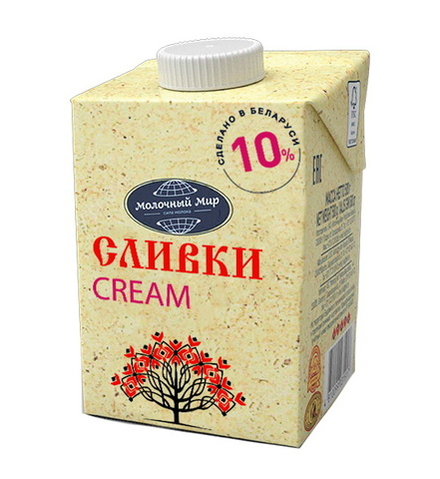 Сливки 10% 500г. Молочный мир