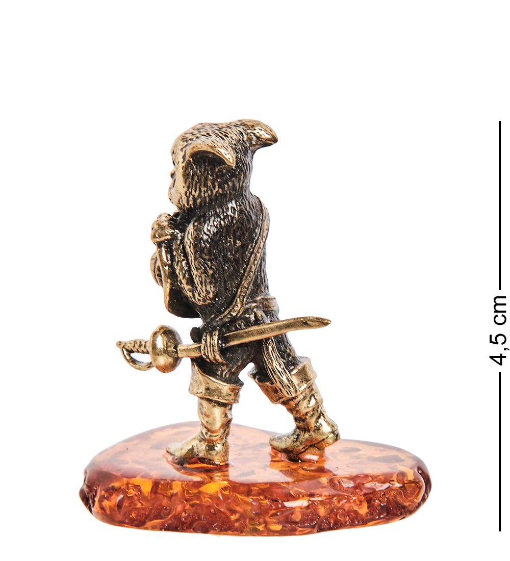 Народные промыслы AM-1974 Фигурка «Кот в сапогах» (латунь, янтарь)