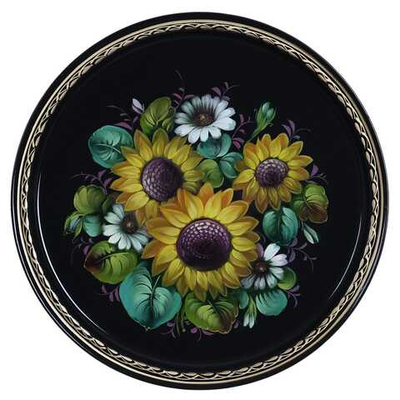 Жостовский поднос декоративный, размер 30 см (A9), металлический