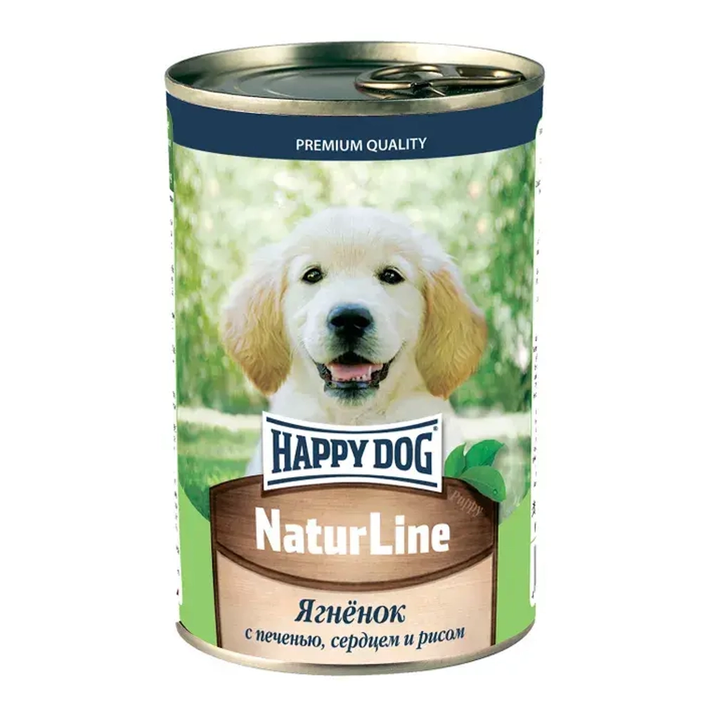 HAPPY DOG Консервы для щенков Ягненок с печенью, сердцем и рисом, 410 г