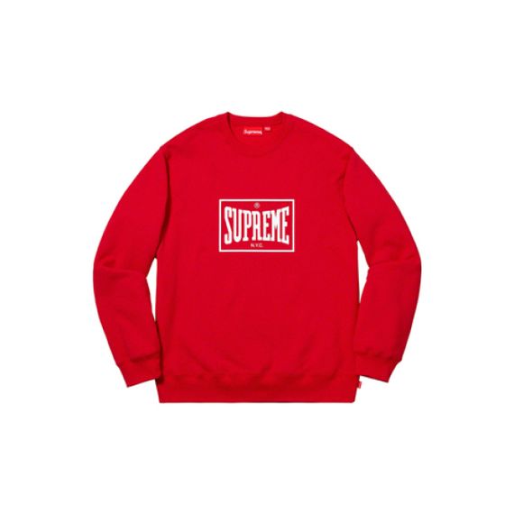 Supreme SS19 Warm Up Crewneck Red logo