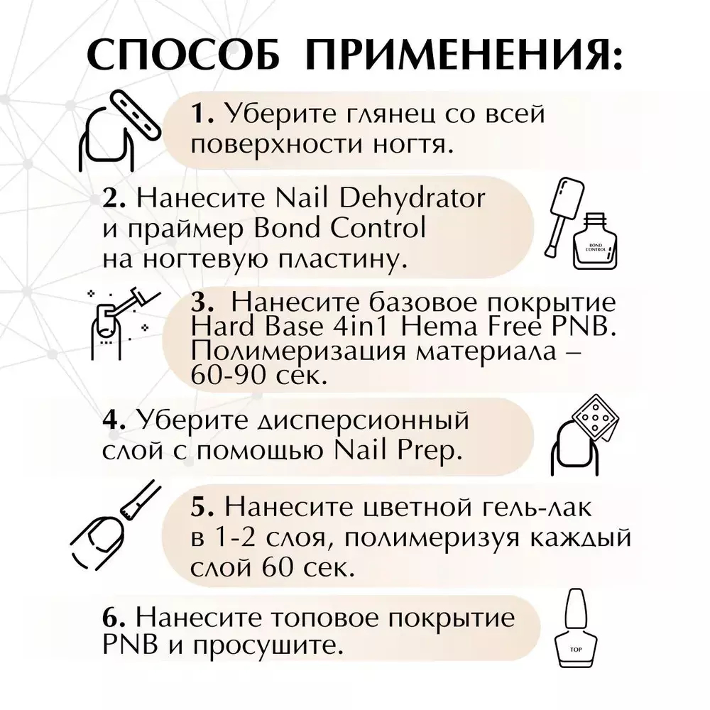 **База PNB без содержания HEMA UV/LED Hard Hema Free HFB01 17мл прозрачный