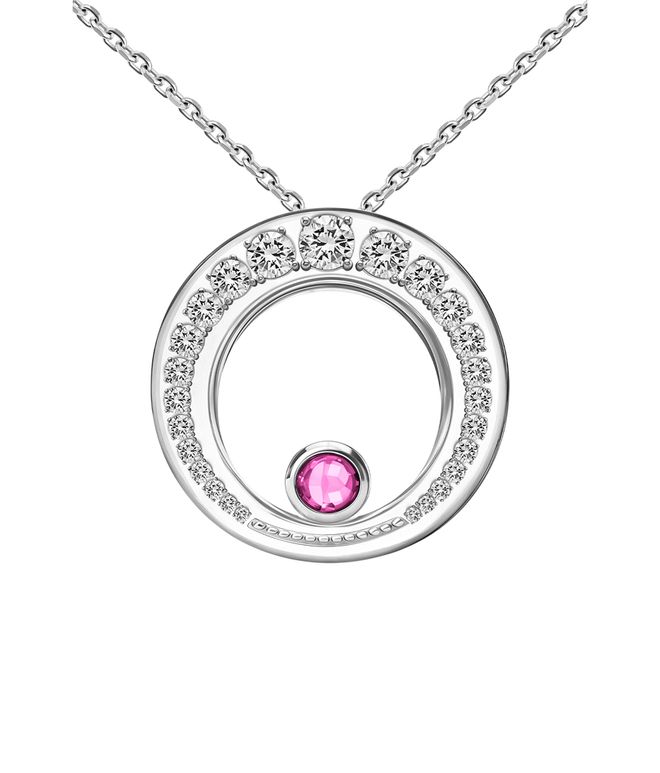 Подвес большой из серебра со вставками из выращенного рубина и бесцветных фианитов