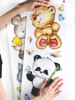 Интерьерные виниловые наклейки большие воздушные шары на стены в детскую, дома, облака, пейзаж