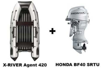 Лодка ПВХ X-RIVER Agent 420 + 4х-тактный лодочный мотор HONDA BF40 SRTU