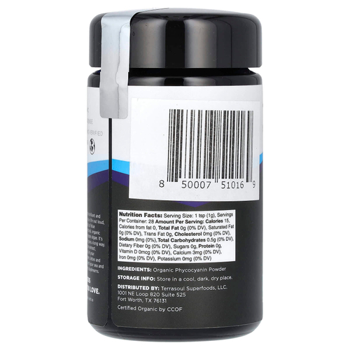 Terrasoul Superfoods, порошок из голубой спирулины, фикоцианин, 28 г (1 унция)