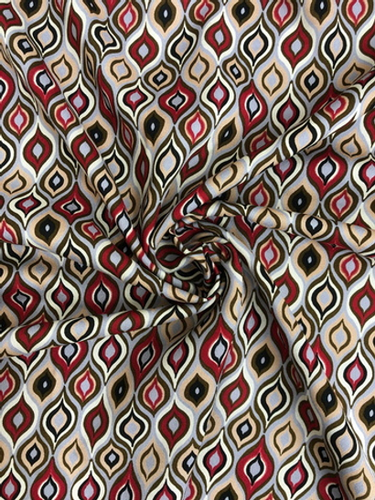 Штапель принт геометрия серый/бордо/беж D3C2