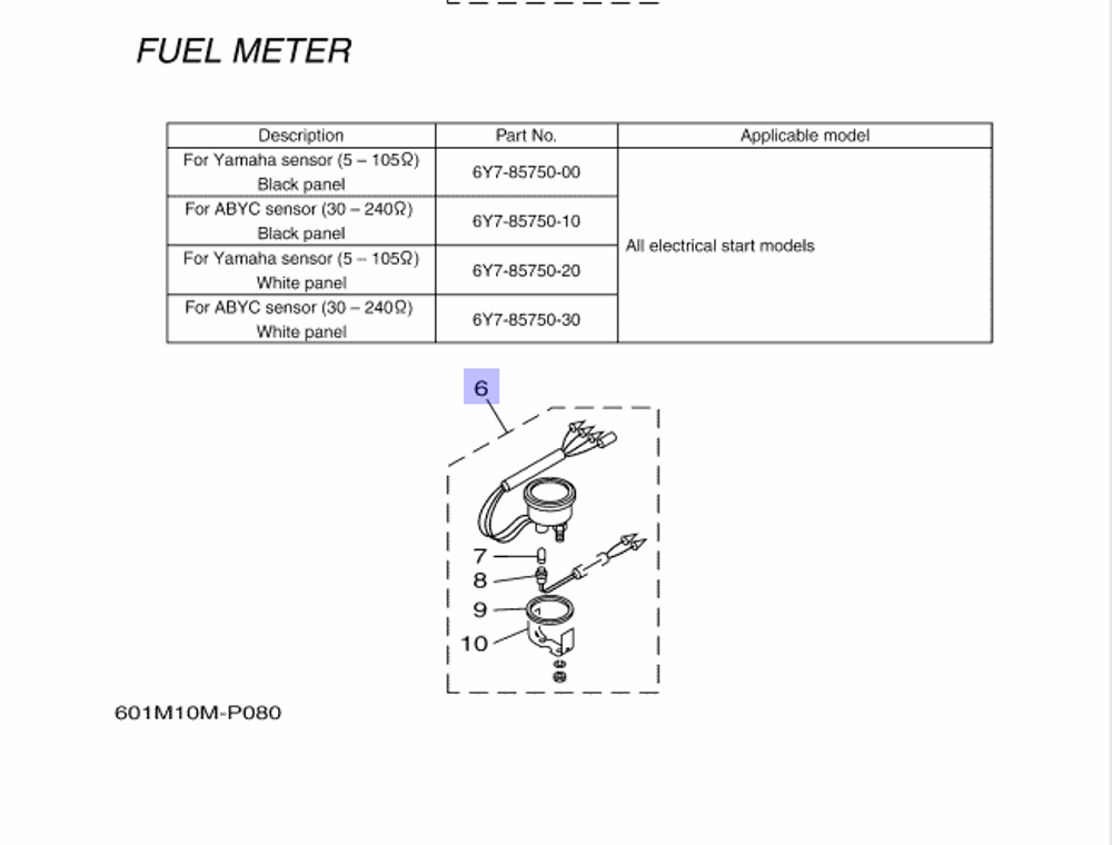 Прибор уровня топлива Yamaha 6Y7857503000