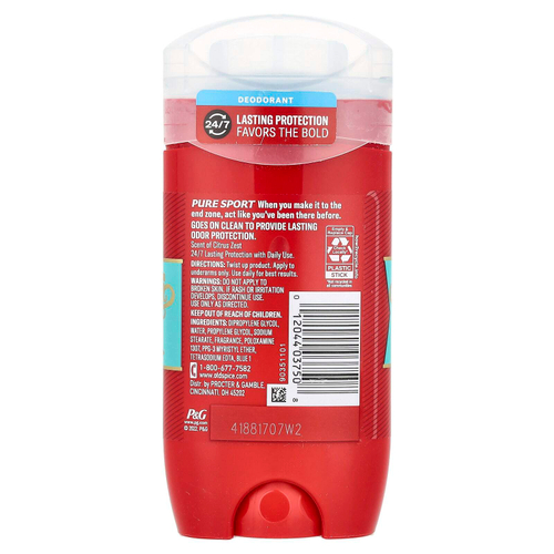 Old Spice, Pure Sport, дезодорант, цитрусовая цедра, 85 г (3 унции)