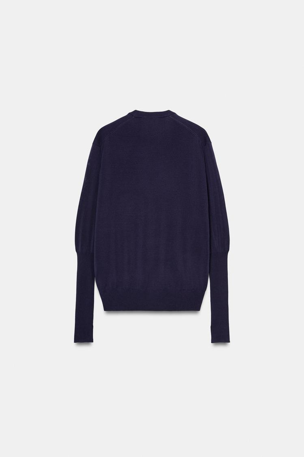 ZARA ДЖЕМПЕР ИЗ ТОНКОГО ТРИКОТАЖА С V-ОБРАЗНЫМ ВЫРЕЗОМ, ЧЕРНИЛЬНО-СИНИЙ