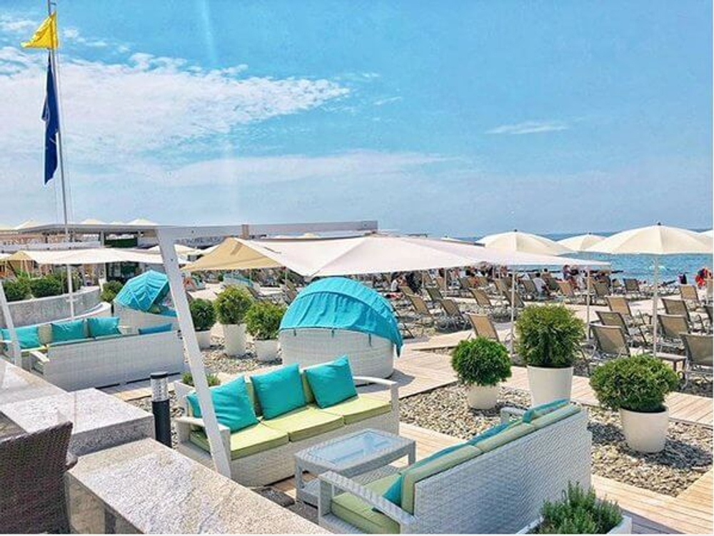 Лаунж-диван плетеный Tagliamento Shell-sunshade, белый, бирюза