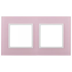 14-5102-30 ЭРА Рамка на 2 поста, стекло, Эра Elegance, розовый+бел