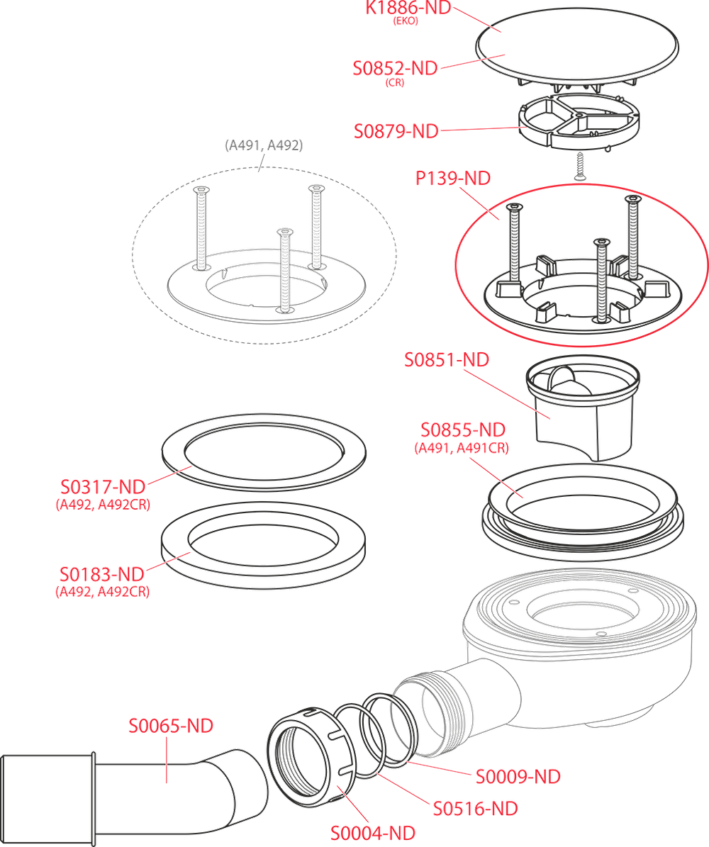 A491CR Сниженный сифон для душевого поддона, хром