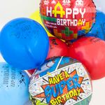 Шар (18"/46 см) Круг, С Днем Рождения (пиксели), Красный