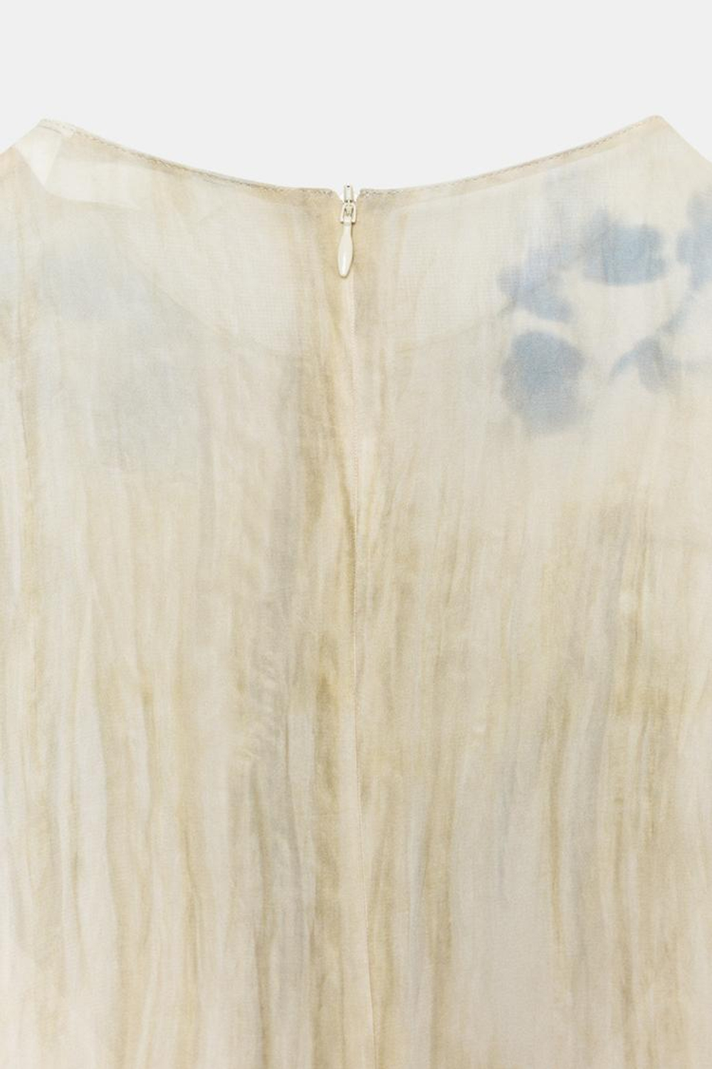 ZARA ПЛАТЬЕ МИДИ С ПРИНТОМ — ZW COLLECTION, ЭКРЮ/СИНИЙ