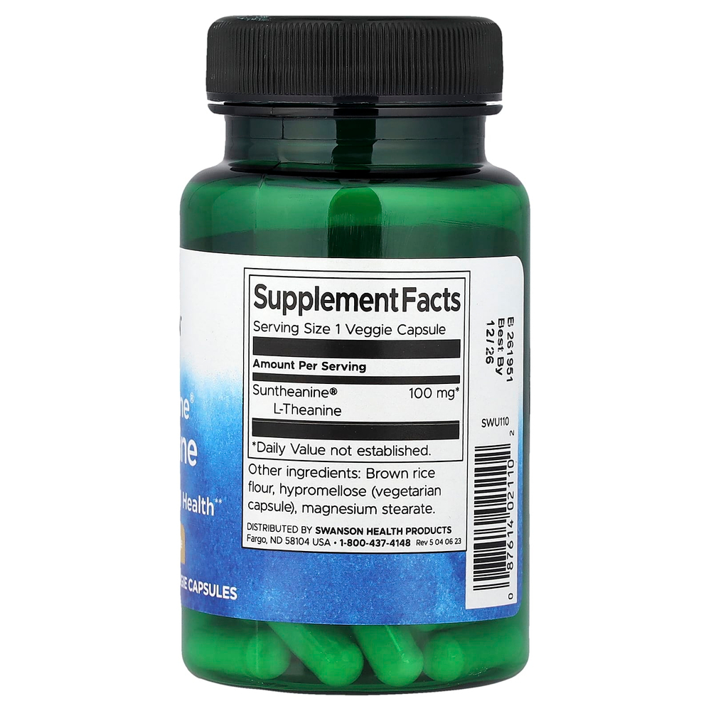 Swanson, L-теанин Suntheanine®, 100 мг, 60 растительных капсул