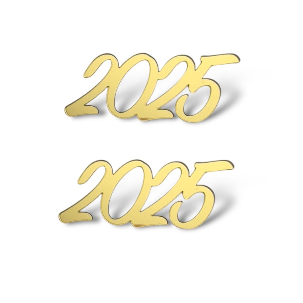 Топпер Торец &quot;2025&quot; №1, золото, акрил, 2 шт