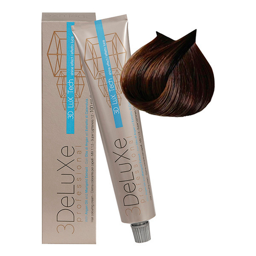 Стойкая крем-краска для волос Оттенок 5.30 Свето-каштановый золотистый 3DeLuXe 100мл