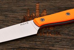 Нож кухонный MOYO Аппарель универсальный 135мм, сталь AR-RPM9, рукоять G10-extra оранжевый
