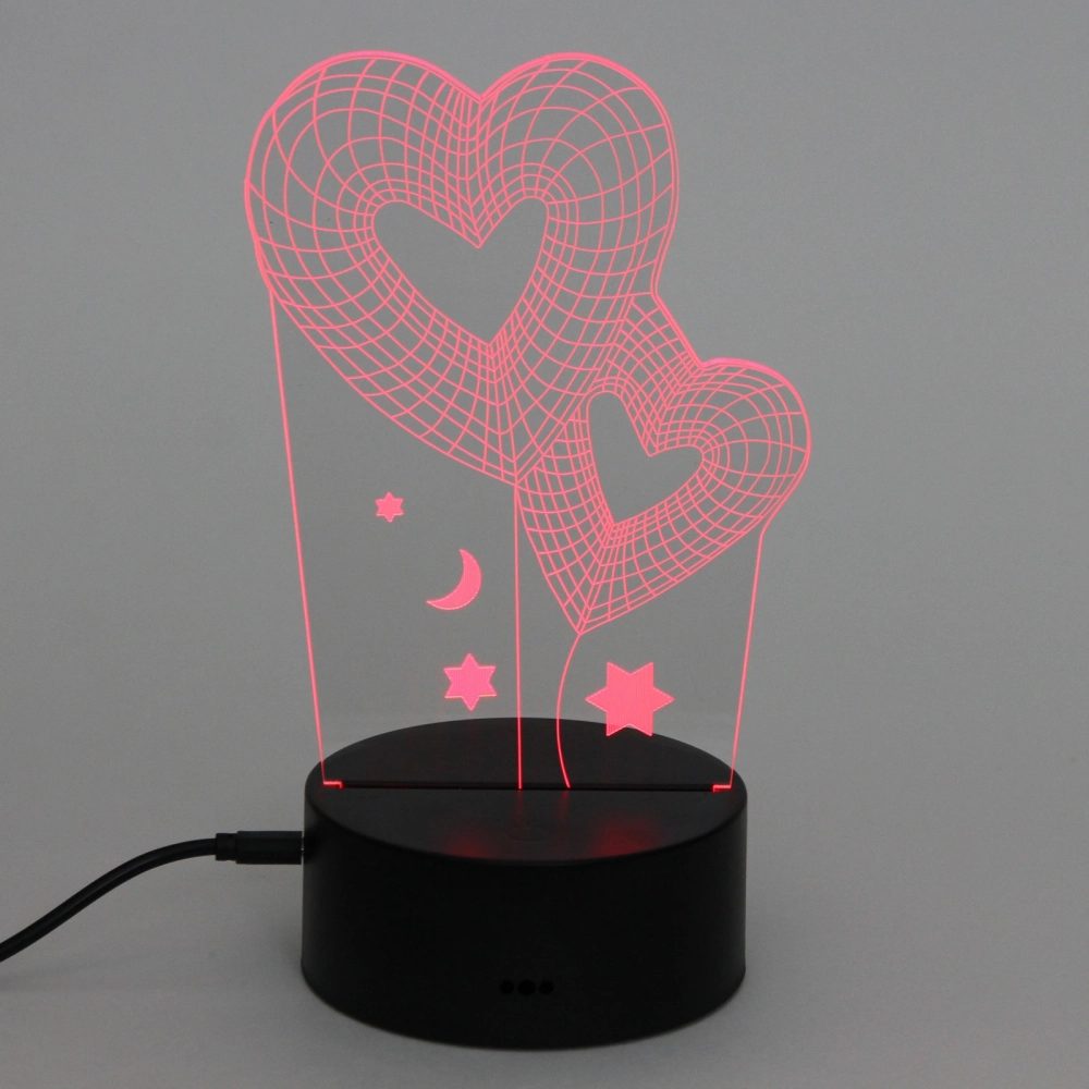 Светильник ночник «3D-Любовь» на пластиковой подставке, с включателем USB