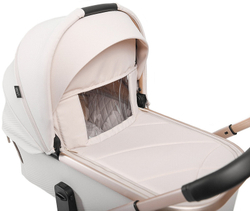 Детская коляска Peppy Monaco 3 в 1 с автокреслом Verona Black Beige (бежевый), рама беж, шлифованный алюминий