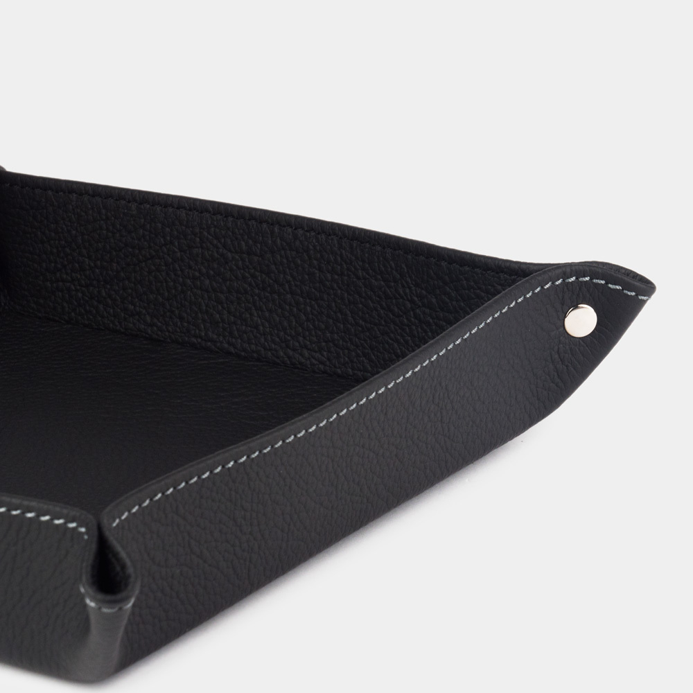 Лоток для мелочей из натуральной кожи теленка, черного цвета