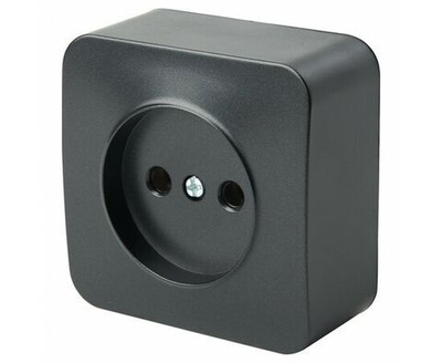 Розетка 1-местная без заземления открытой установки, 250В, 10А, IP20, серия София, черный матовый, MST10-11-05, STEKKER 49485