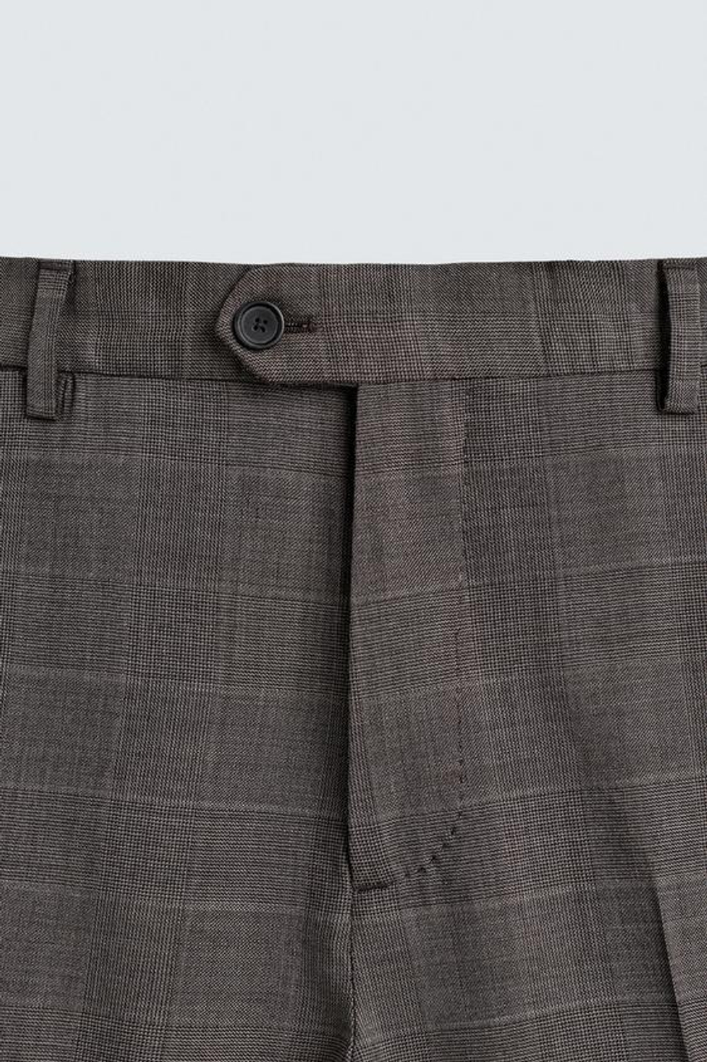 ZARA КОСТЮМНЫЕ БРЮКИ В КЛЕТКУ ИЗ 100% ШЕРСТИ, КОРИЧНЕВЫЙ