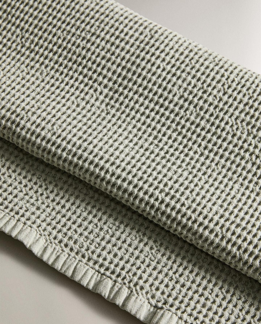 Zara Home - Мини вафельное банное полотенце, зеленый, 90х150 см