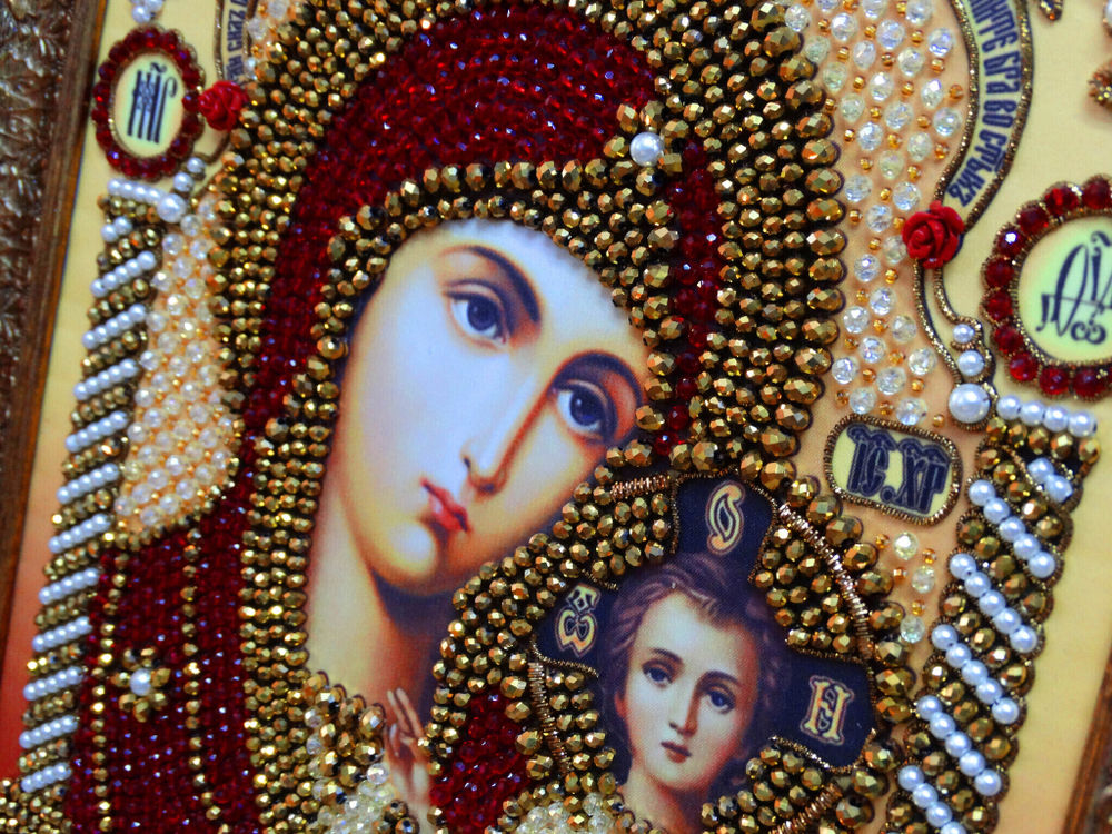 Принт-И2 Ткань с нанесенной авторской схемой Богородица "Казанская"