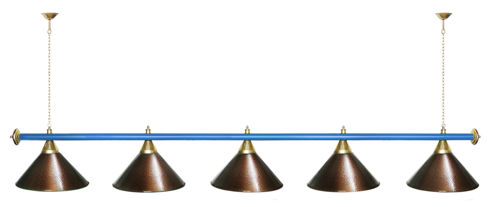 Лампа STARTBILLIARDS 5 пл. (плафоны зеленые,штанга золотая,фурнитура золото)