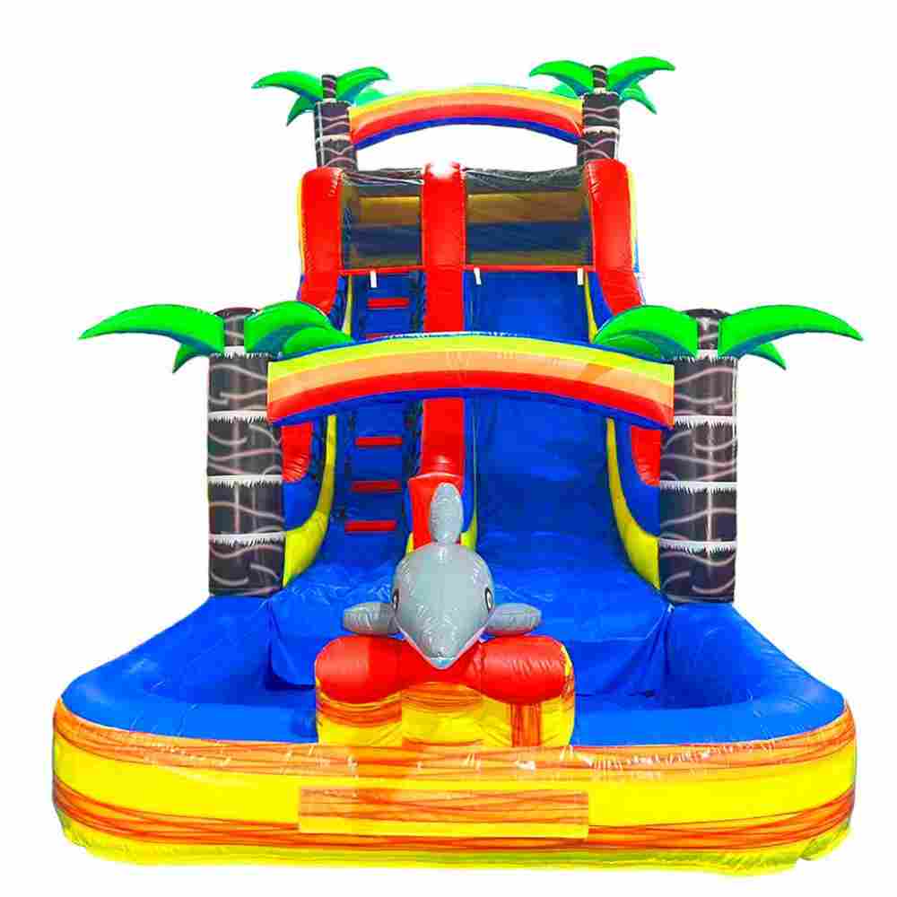 Водная горка «Волна дельфина» с бассейном, 8×3,3×5,4 м