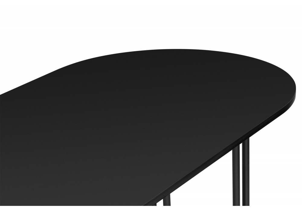 Стол деревянный Woodville Хьюго О 200 х 90 черная шагрень пленка, черные ноги, ножки черные
