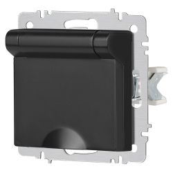 Розетка Intro Accent 6-203-05 2P+E Schuko с крышкой, 16А-250В, IP20, СУ, антрацит | Intro