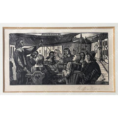 Фаворский В. А. Заставка к трагедии А. С. Пушкина «Пир во время чумы». Бумага, ксилография. 1948