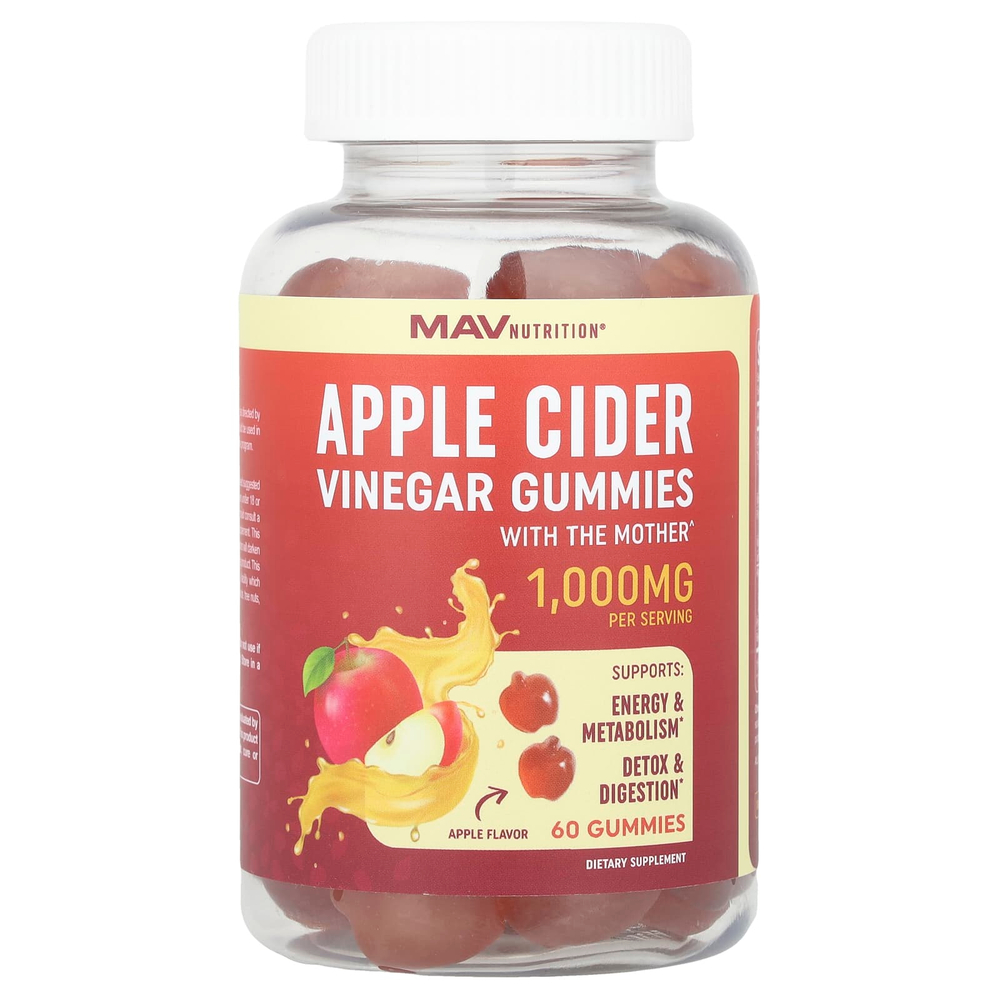 MAV Nutrition, Жевательные мармеладки с яблочным уксусом, яблоко, 60 жевательных таблеток