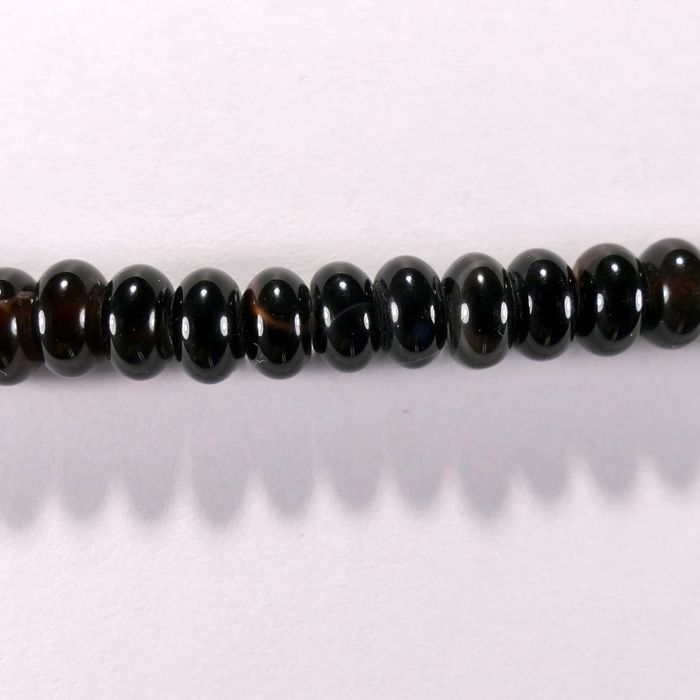 Бусина из оникса черного, фигурная, 4x8 мм (рондель, гладкая)