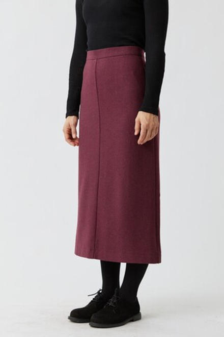 Юбка с разрезом из бордовой шерсти