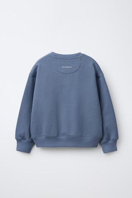 ZARA ТОЛСТОВКА С НАДПИСЬЮ, СЕРО-СИНИЙ