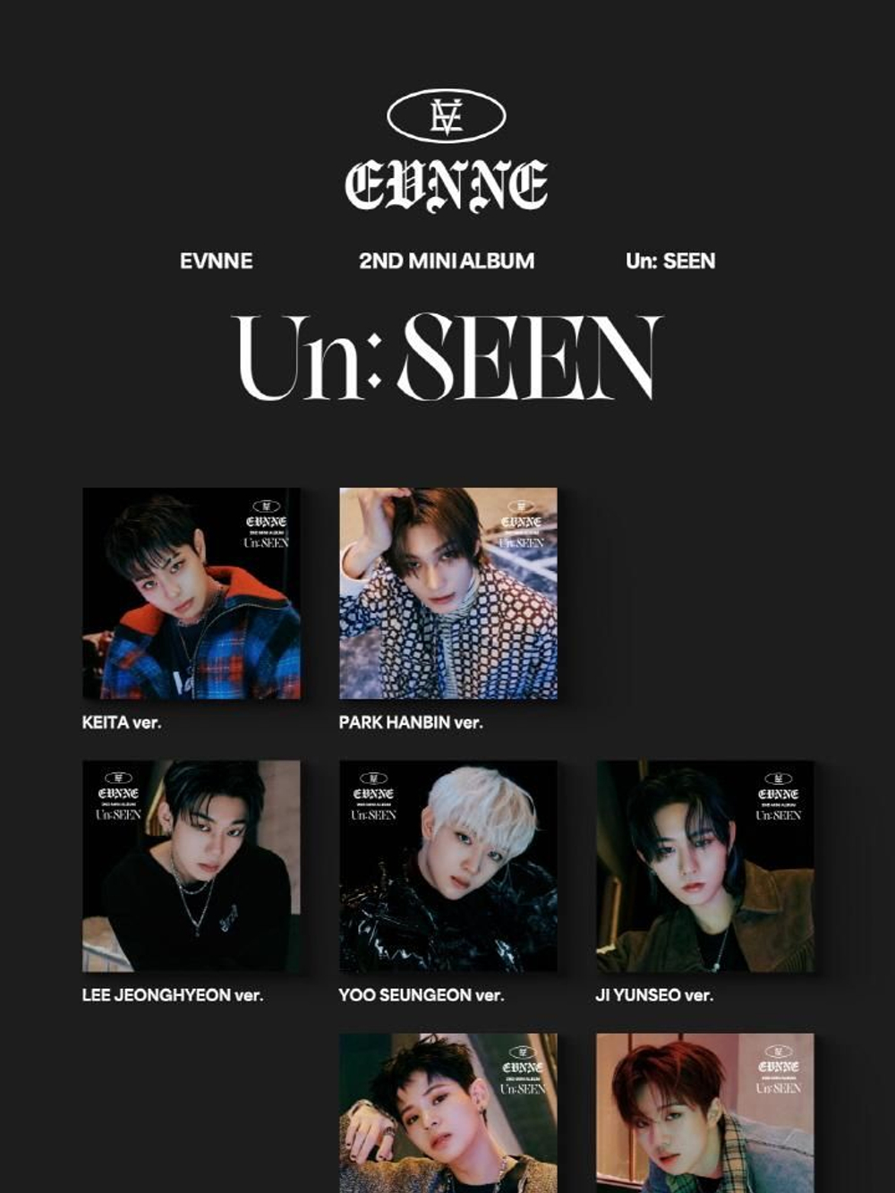 Альбом EVNNE - UN: SEEN 2nd Mini Album DIGIPACK 7 Version SET