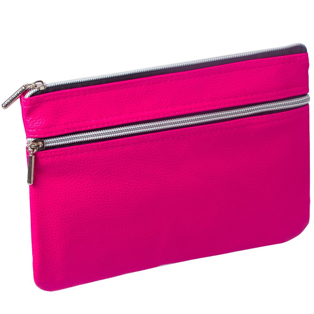 Пенал-косметичка BRAUBERG под фактурную кожу, розовый, 1 отделение, 2 кармана, "Монро", 24х17 см, 224037