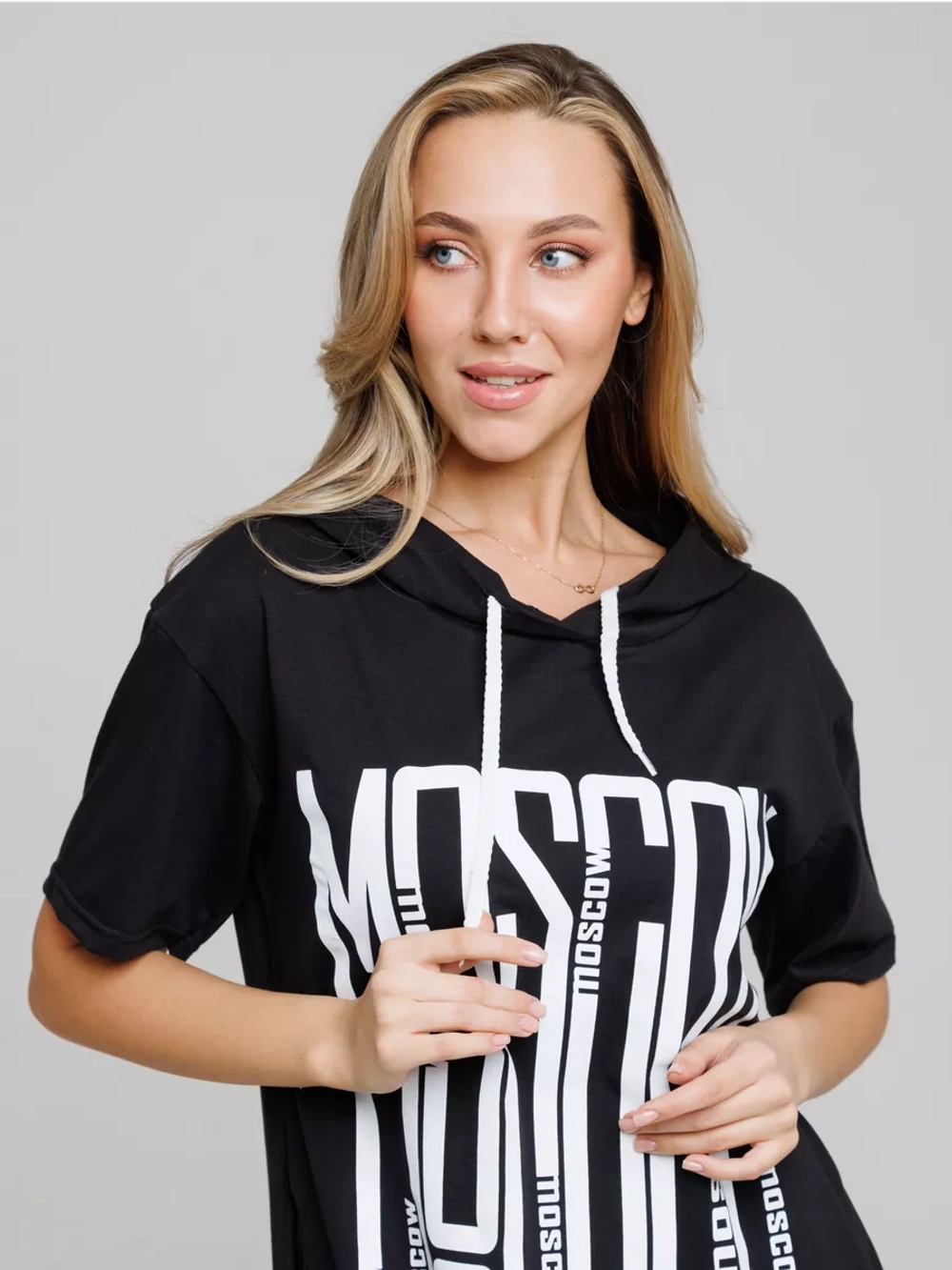 Туника платье удлиненная домашняя с капюшоном